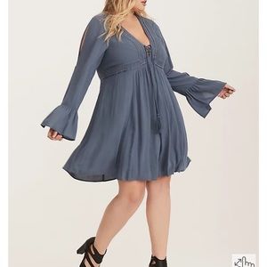 GAUZE LACE UP SKATER DRESS Size 3